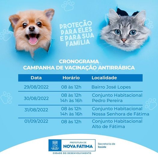 Cronograma da Campanha de Vacinação Antirrábica