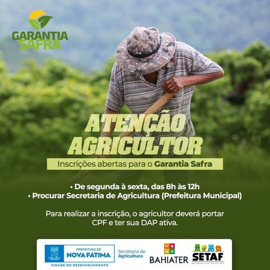 Inscrições para o Garantia Safra.