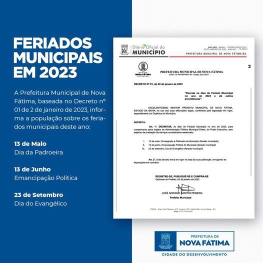 Decreto nº 01 de 2 de janeiro de 2023,