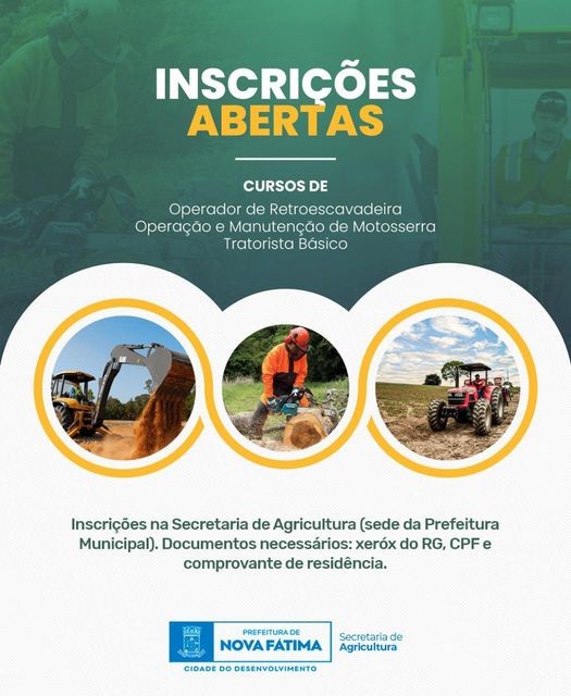 Inscrições abertas para os cursos de operador de retroescavadeira