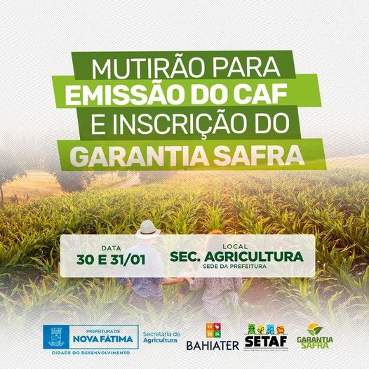 Emissão do CAF e inscrição do Garantia Safra