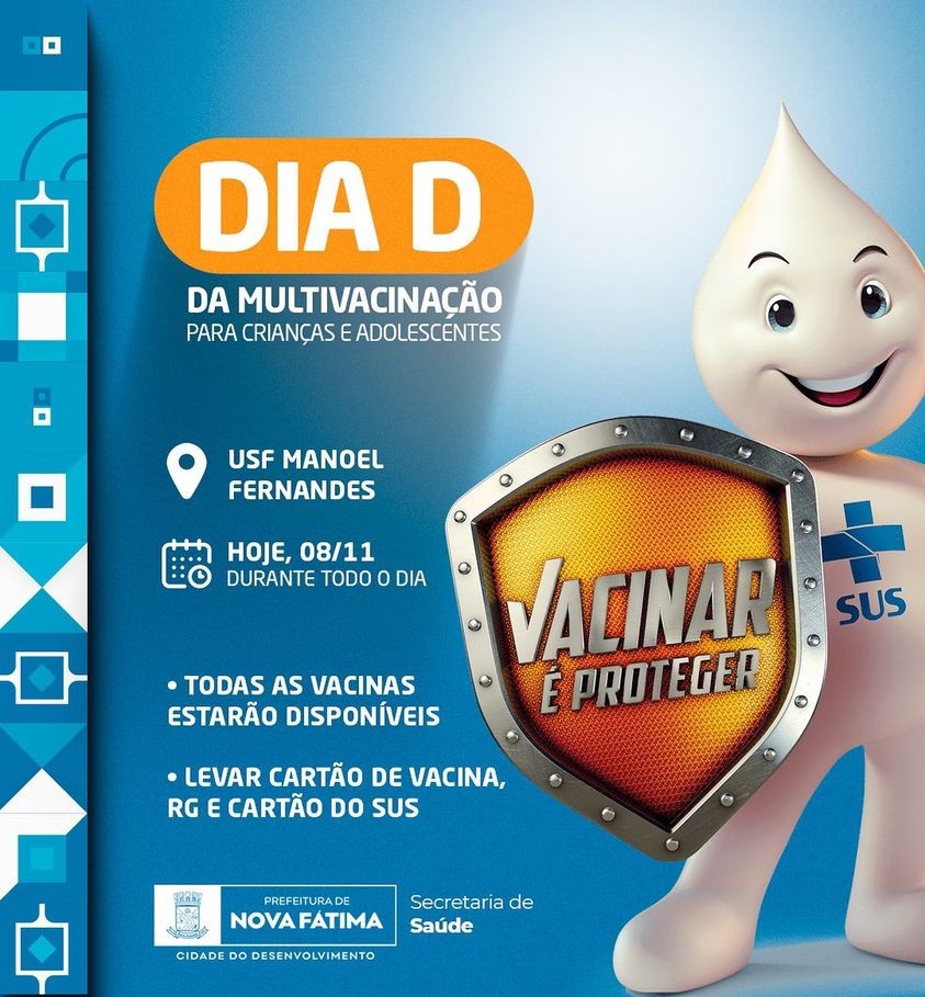 Hoje é o DIA de da Multivacinação para crianças e adolescentes.