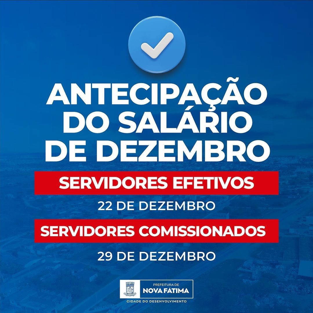 Antecipação do salário de dezembro!