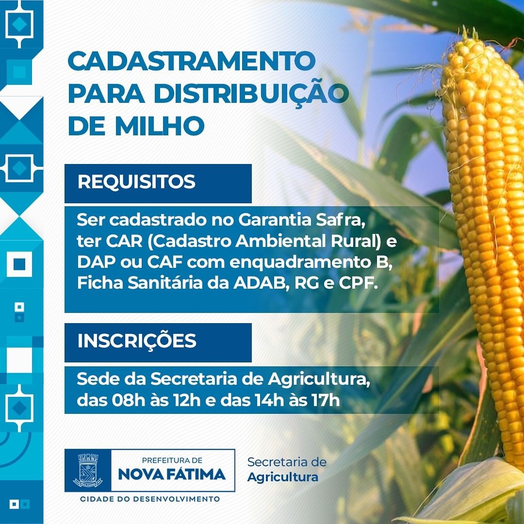 Cadastramento para distribuição de milho